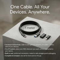 Extra dlouhý USB-C kabel — 1 m volnosti pohybu